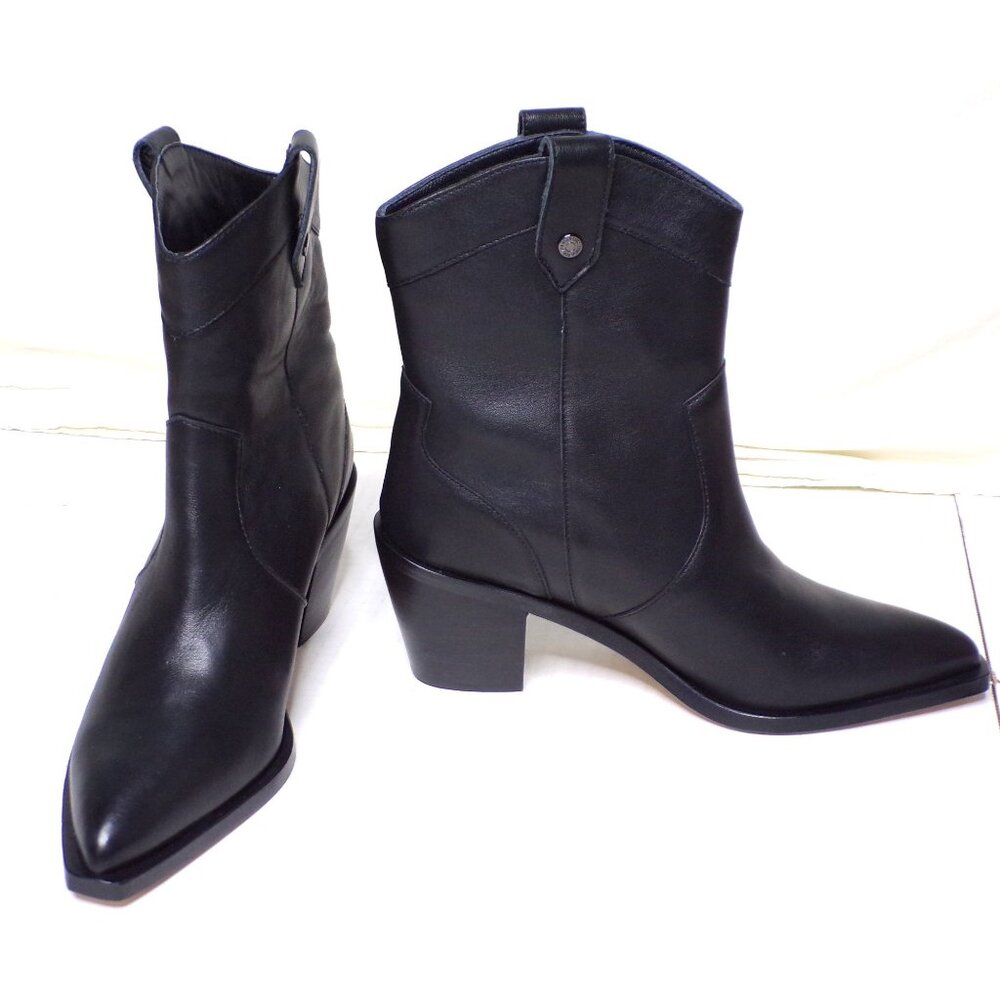 ๐7 FOR ALL MANKIND FREE PEOPLE Western Cowboy Bootie Ankle Boot 6 Black - Picture 7 of 16